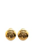 CHANEL Pre-Owned 1996 Gold Plated CC Crown Clip On costume earrings