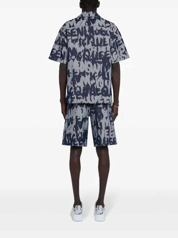 Alexander McQueen Graffiti-print Denim Shorts | Blue | FARFETCH Alexander McQueen Graffiti-print Denim Shorts | Blue | FARFETCH