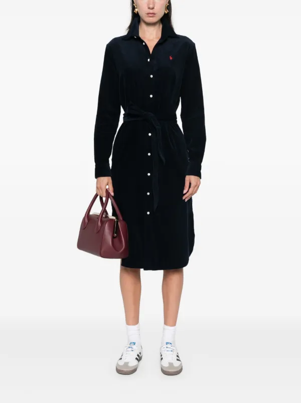 Polo Ralph Lauren Belted Corduroy Midi Dress Blue FARFETCH CA