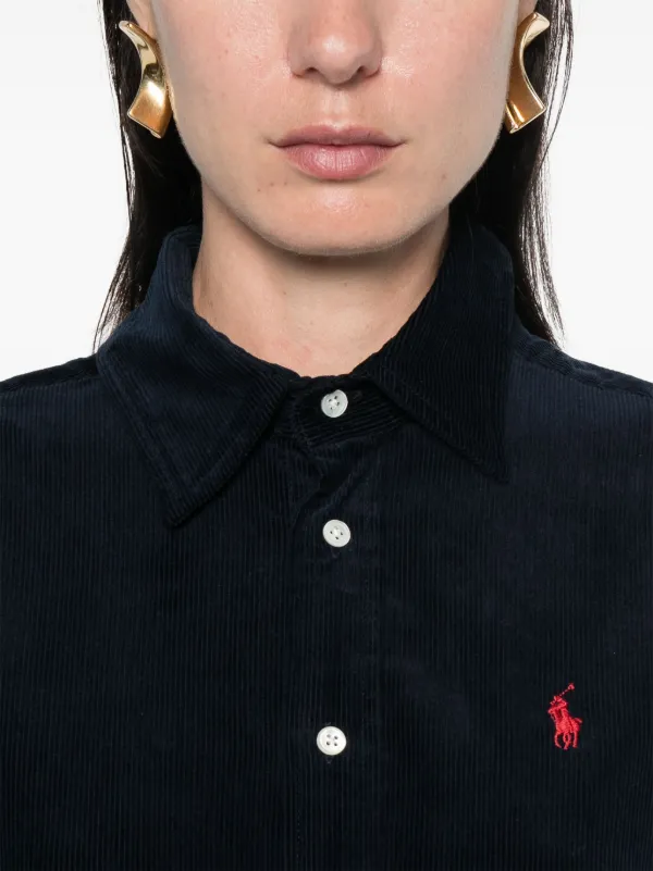 Polo Ralph Lauren Belted Corduroy Midi Dress Blue FARFETCH TR