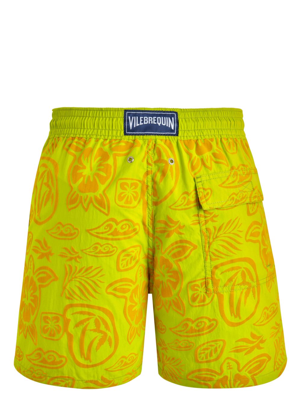 Vilebrequin Flocked Tahiti Turtles swim shorts - Geel