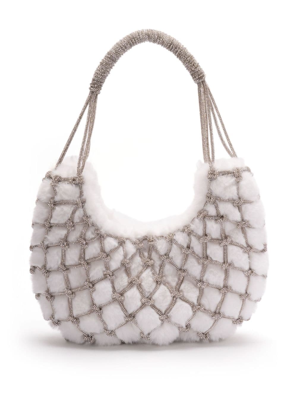 Shop Rosantica Nodi Fluffy Shoulder Bag In White