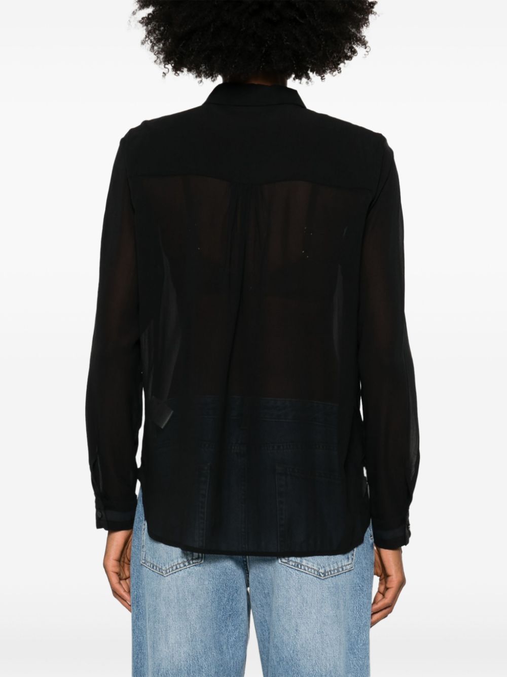 Shop Kristensen Du Nord Semi-sheer Shirt In Black