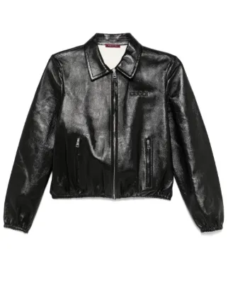 Gucci レザージャケット | ブラック | FARFETCH JP