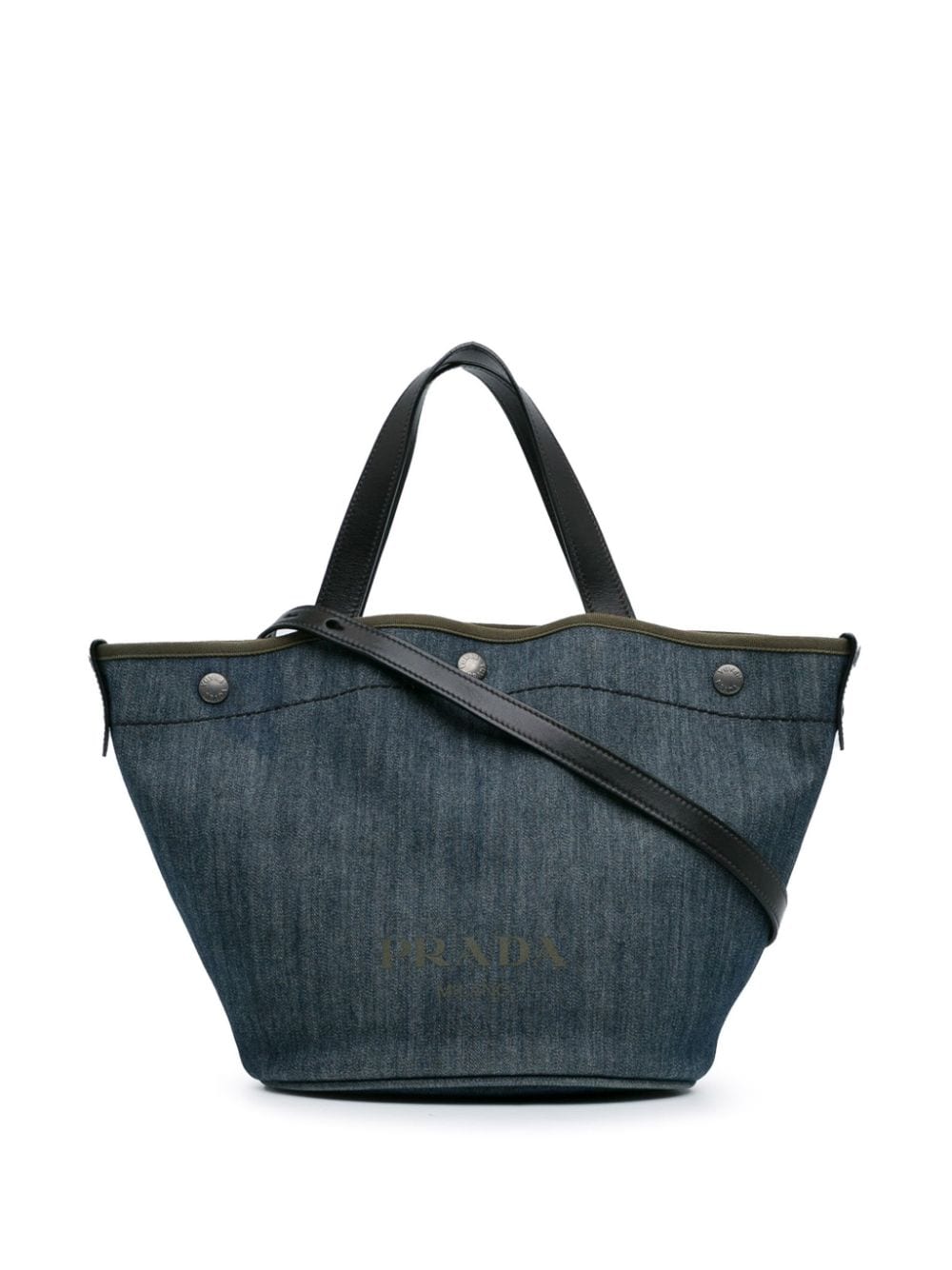 Pre-owned Prada 2010-2023 Denim Logo Satchel In 蓝色