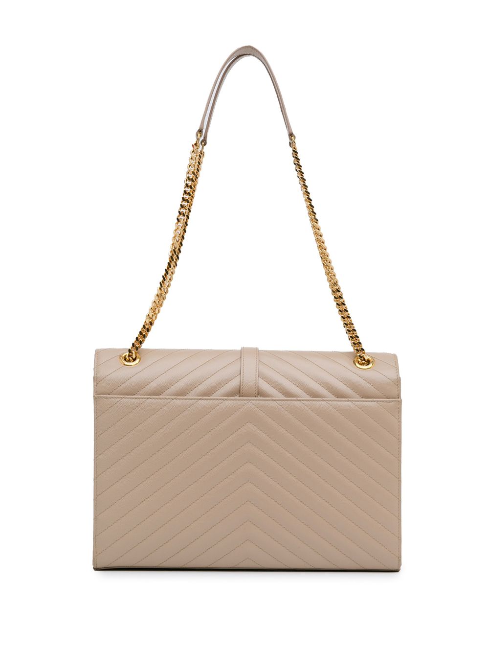 Saint Laurent Pre-Owned 2015 grote Grain De Poudre schoudertas met chevron streep - Bruin