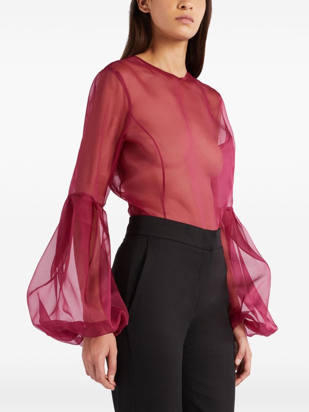 Shop Genny Sheer Blouse In Red