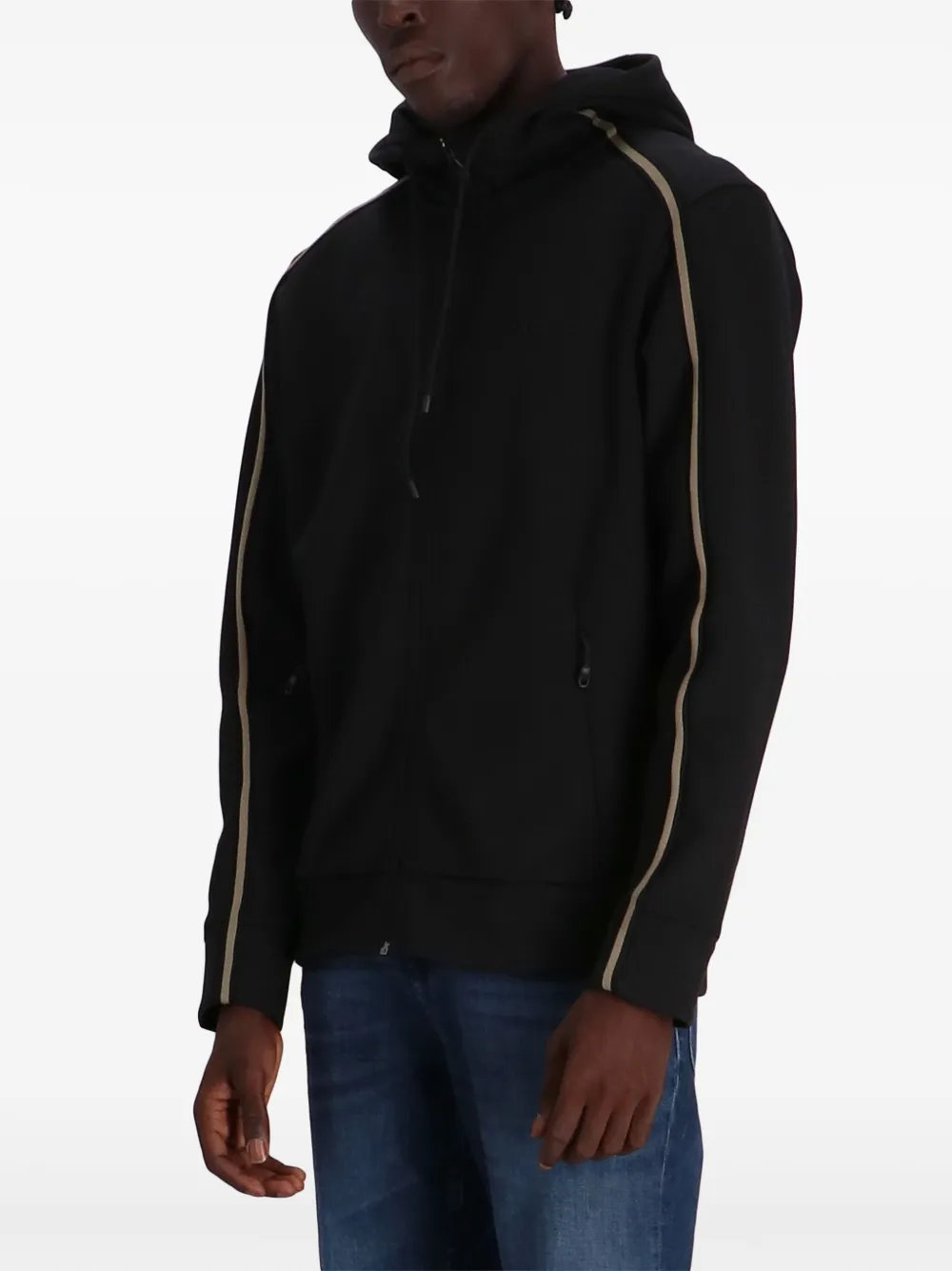 BOSS Hoodie met rits Zwart
