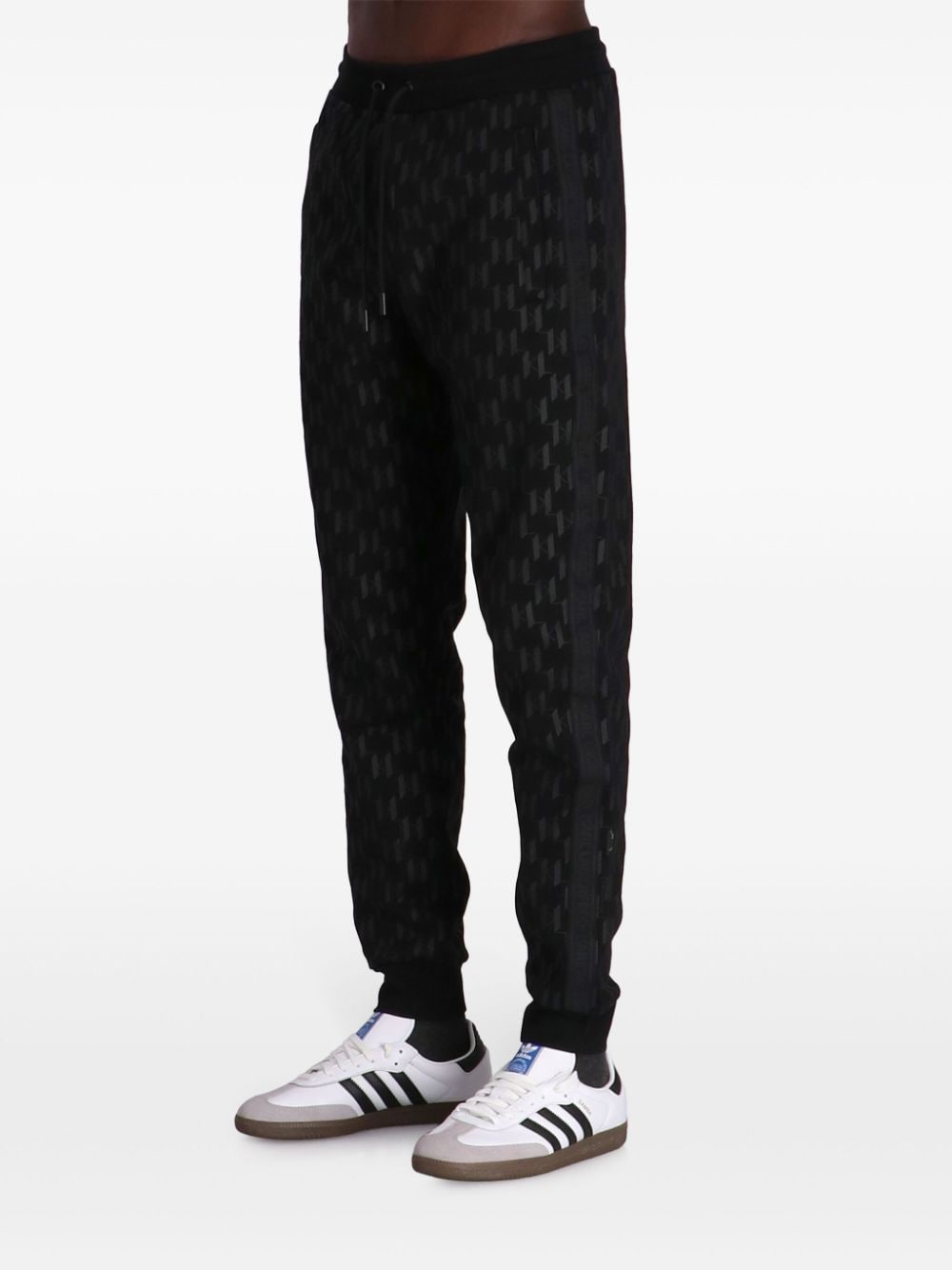 Shop Karl Lagerfeld Jacquard Track Pants In Black