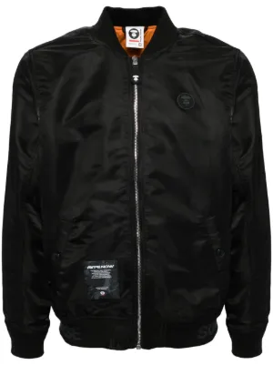 EUC Men’s X-Large AAPE BY *A BATHING APE® Striped Trim newest Bomber Jacket In Black