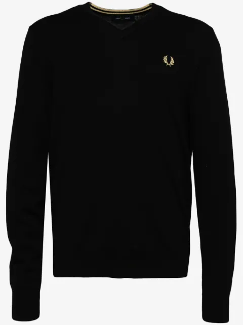 Fred Perry logo-embroidered V-neck jumper