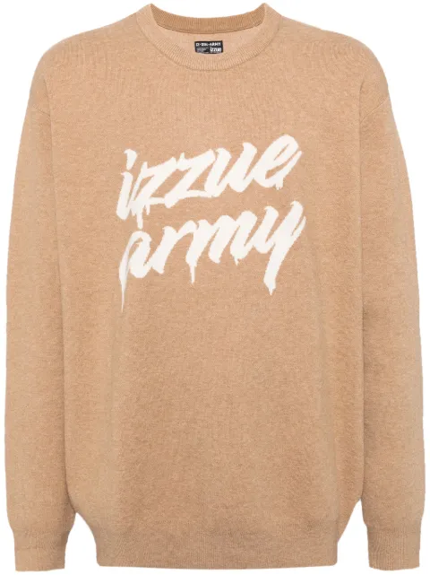izzue logo-intarsia-knitted jumper