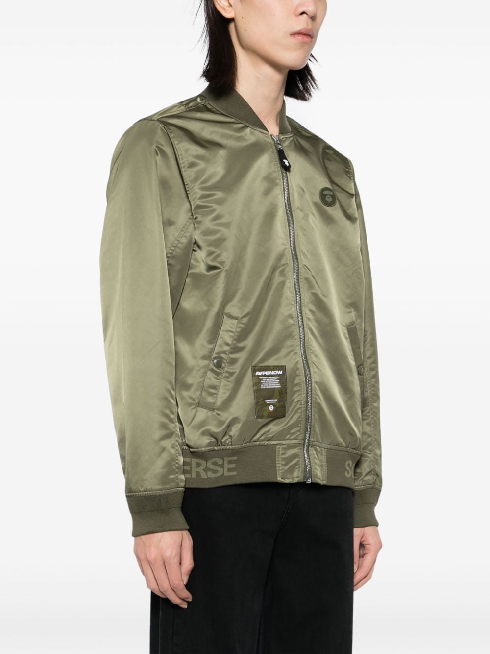 Shop Aape By A Bathing Ape Logo-patch Bomber Jacket In Green