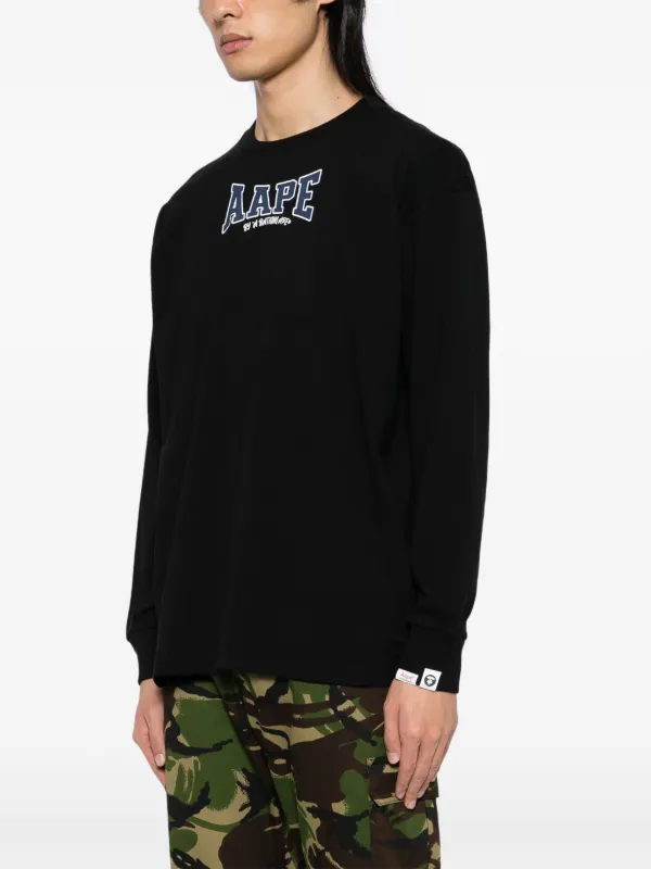 A BATHING APE ロンT デカロゴ カモフラ 黒 BAPE シャーク ロンT