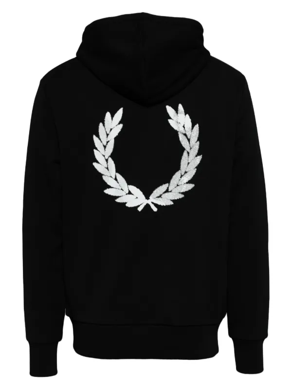 Fred Perry logo embroidered Cotton Hoodie Black