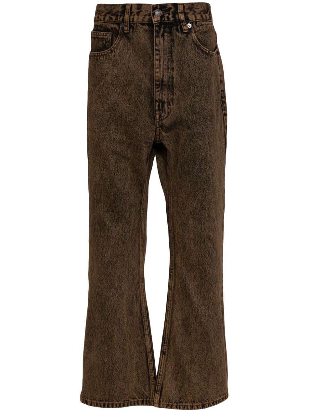 Shop Izzue Washed Straight-leg Jeans In Brown