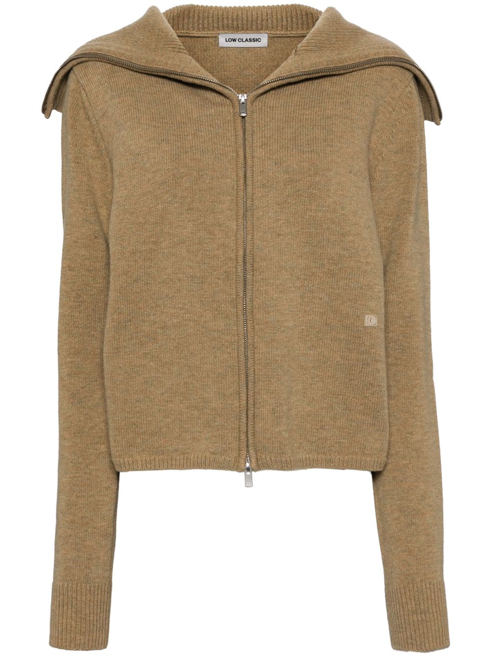 Low Classic Vest met logopatch en rits Beige