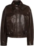 BAPY BY *A BATHING APE® logo-patch leather jacket - Brown