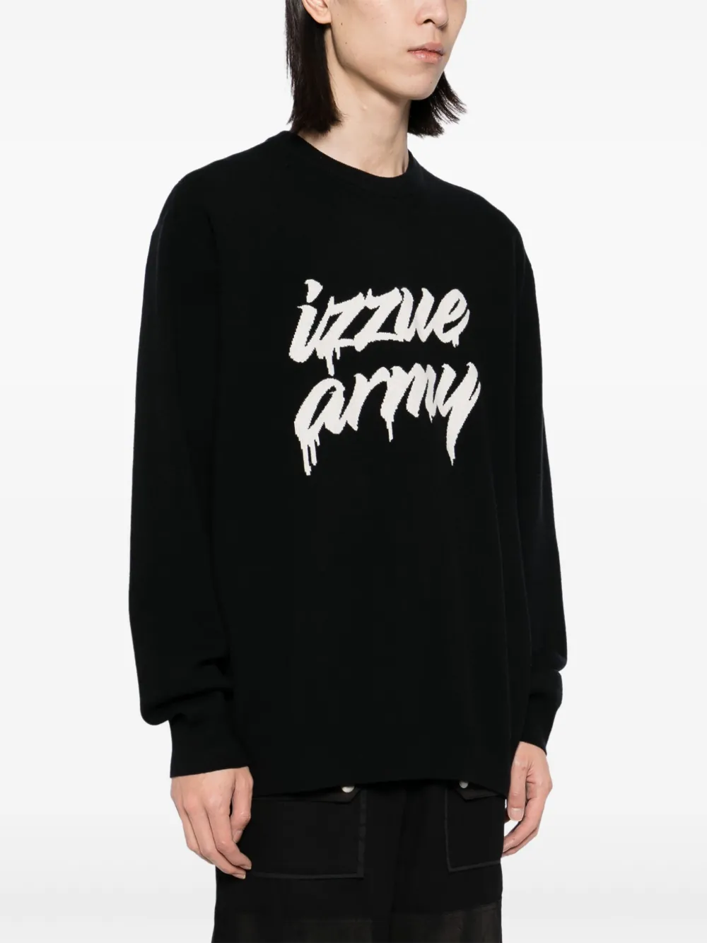 izzue Trui met logo-intarsia Zwart