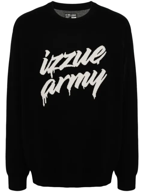 izzue logo-intarsia-knitted jumper