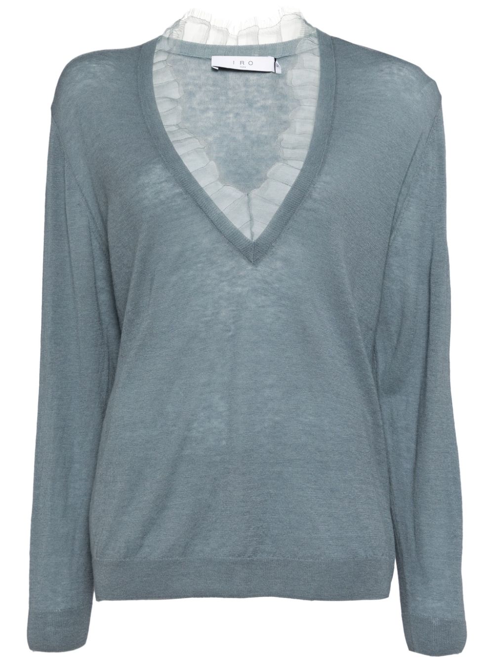 lace-trim V-neck jumper