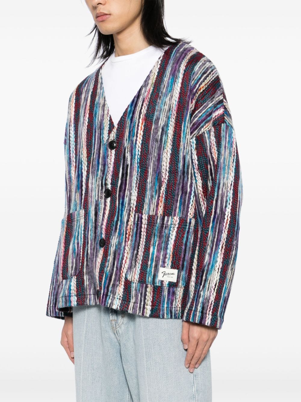 Shop Five Cm Striped Cardigan In 紫色