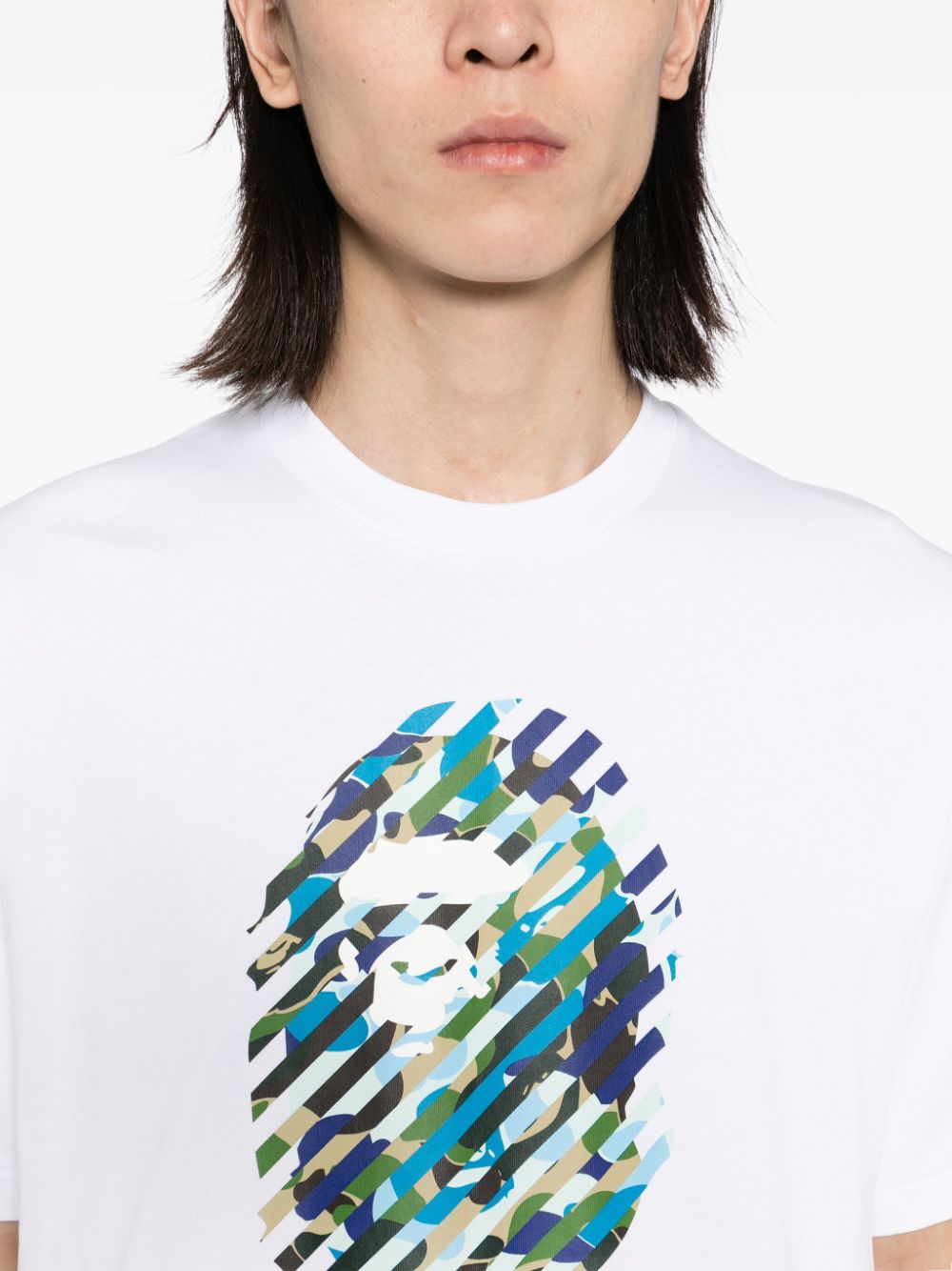 Shop A Bathing Ape Logo-print Cotton T-shirt In White