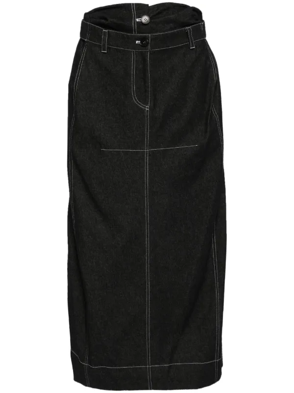 [LOW CLASSIC] / ☆ 24FW DOUBLE WAIST DENIM LONG SKIRT /BLACK Low Classic Double Waist Maxi Denim Skirt | Black | FARFETCH PH