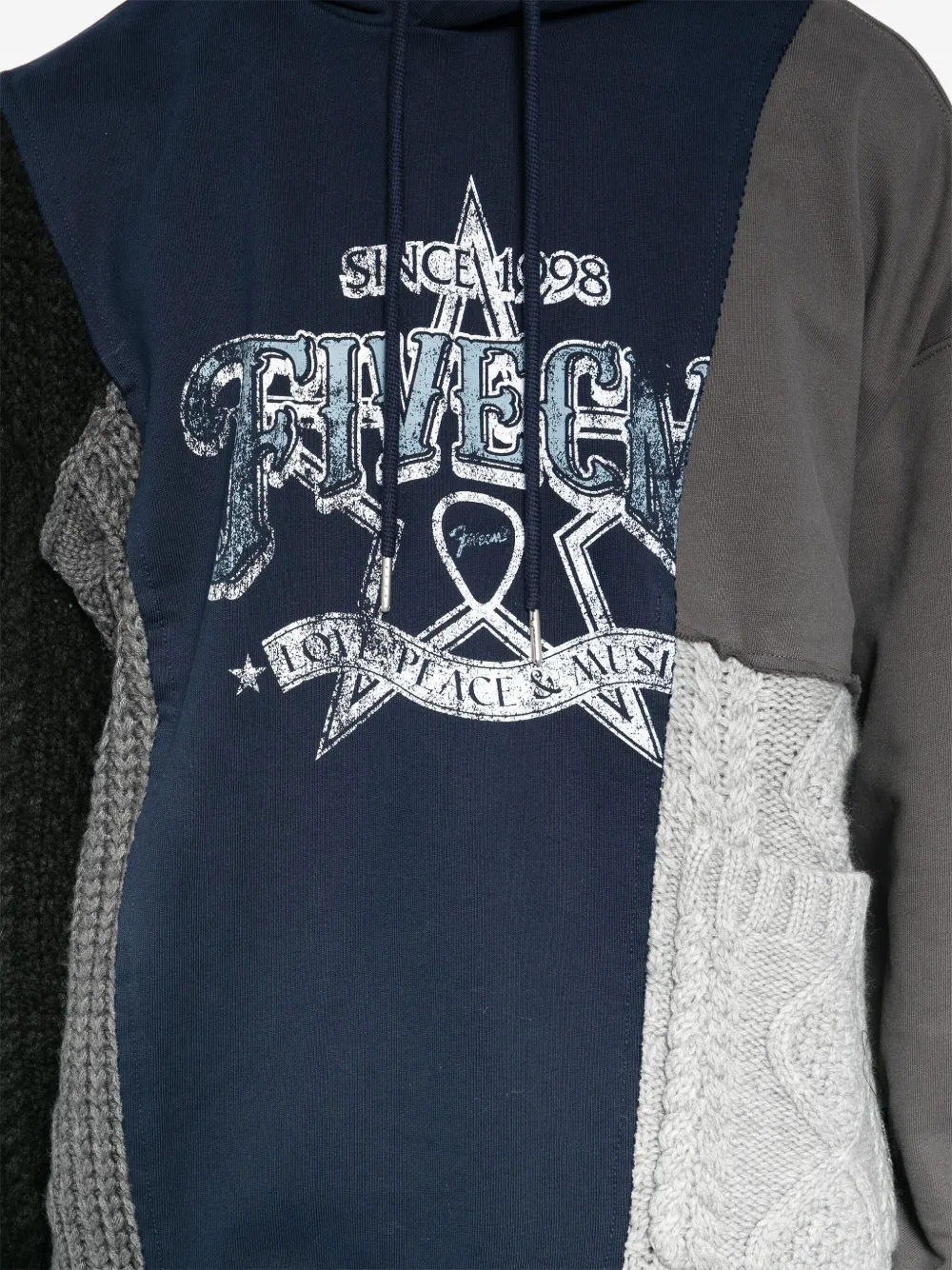 FIVE CM Hoodie met gebreid vlak Blauw
