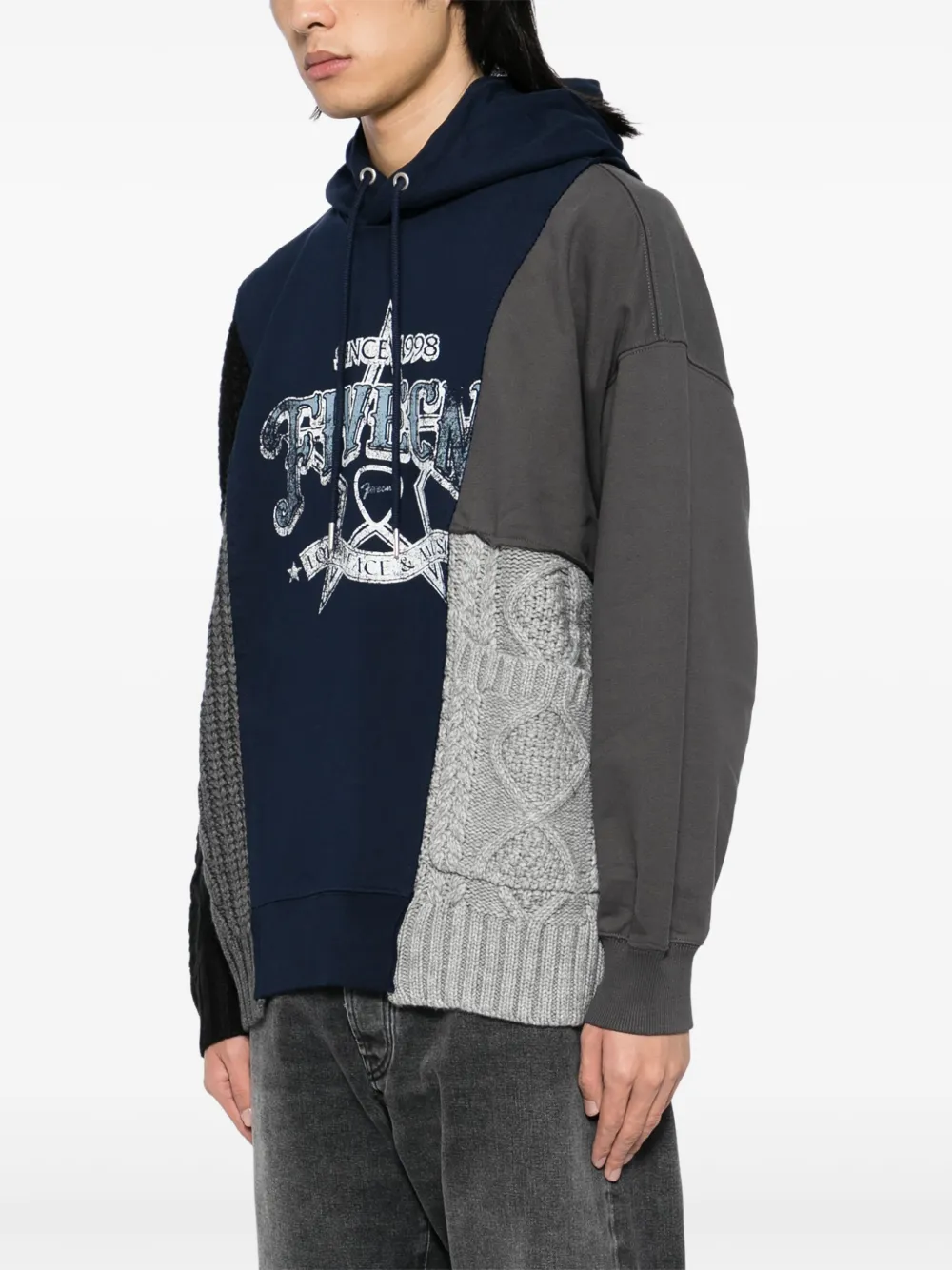 FIVE CM Hoodie met gebreid vlak Blauw