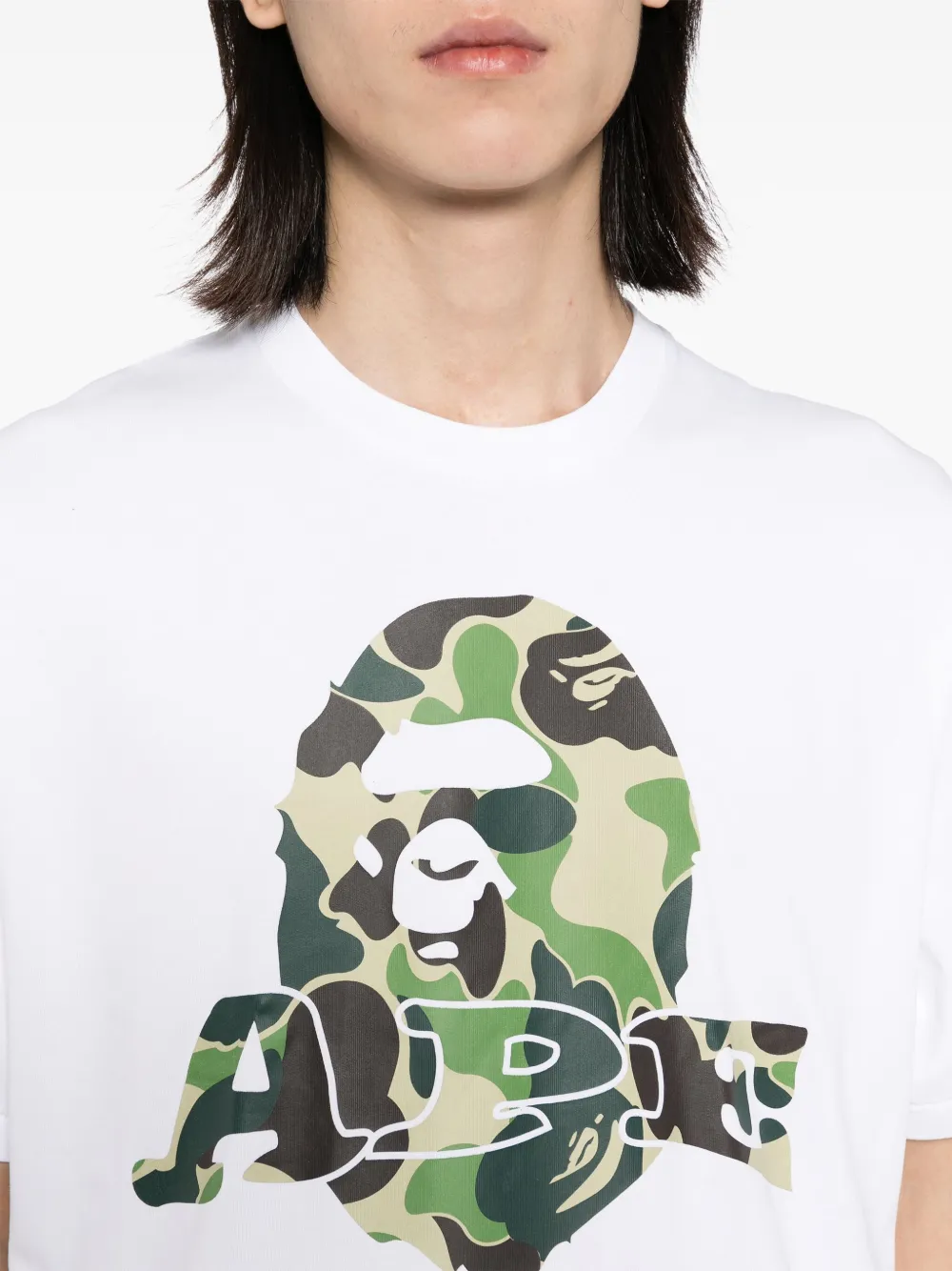 A BATHING APE Katoenen T-shirt met logoprint Wit