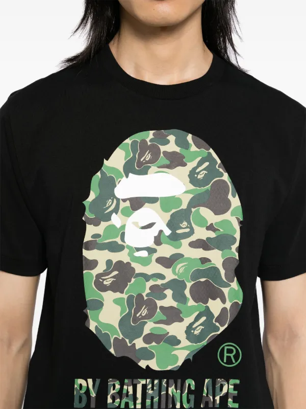 A BATHING APE® logo-print Cotton T-shirt | Black | FARFETCH