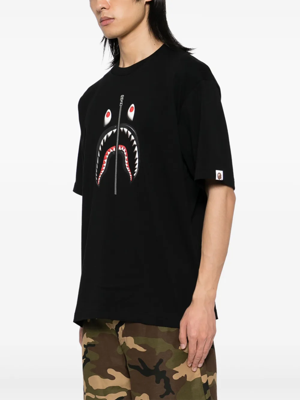 A BATHING APE Katoenen T-shirt met grafische print Zwart