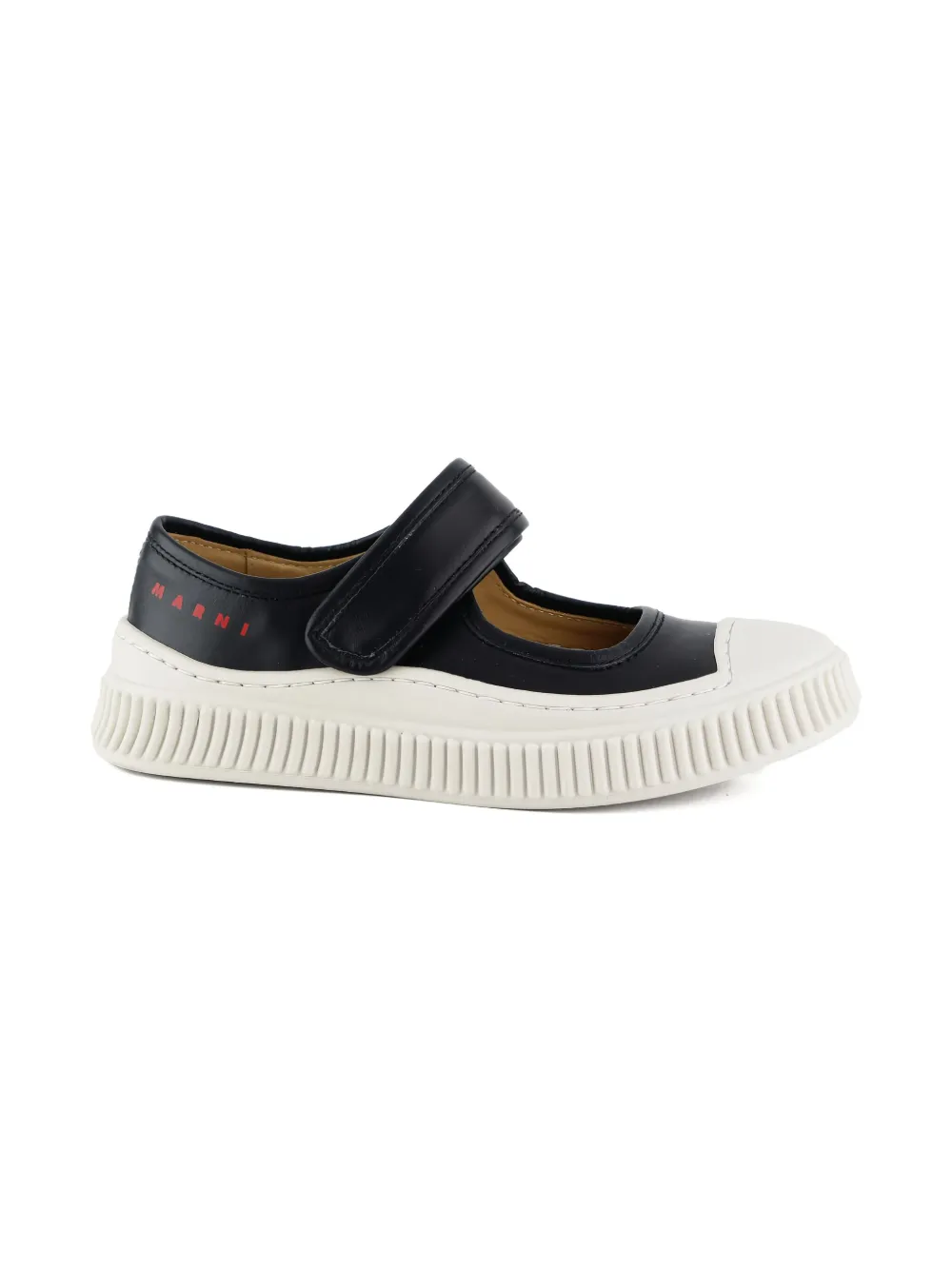 Marni Kids' Leather Platform Sneakerinas In Black