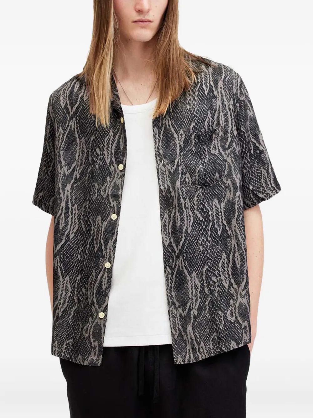 AllSaints Overhemd met slangenprint Zwart