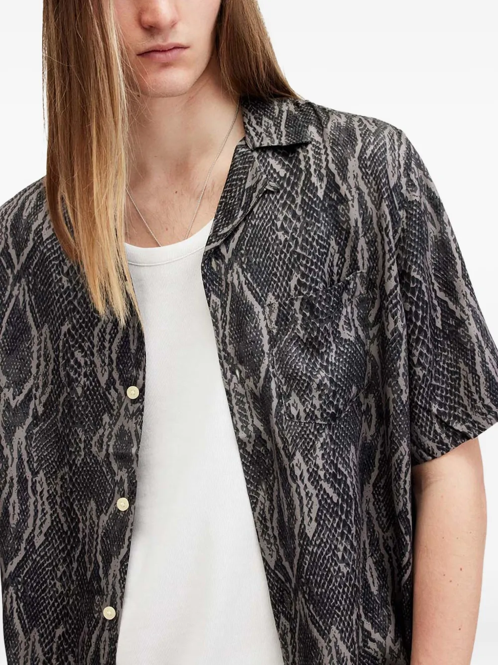 AllSaints Overhemd met slangenprint Zwart