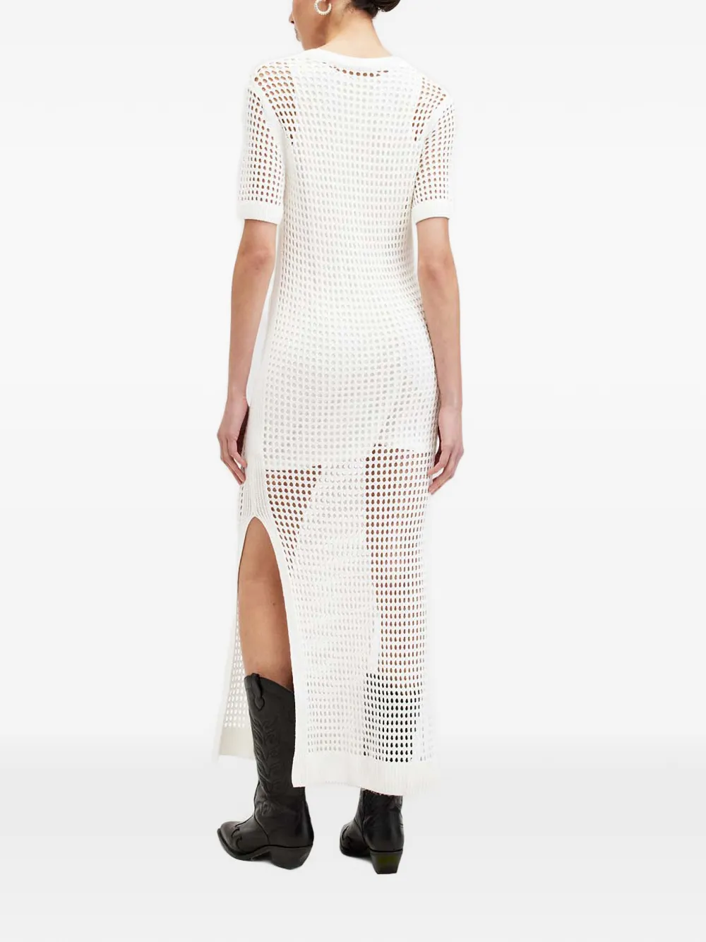 Allsaints Paloma Round-neck Midi Dress In Gray