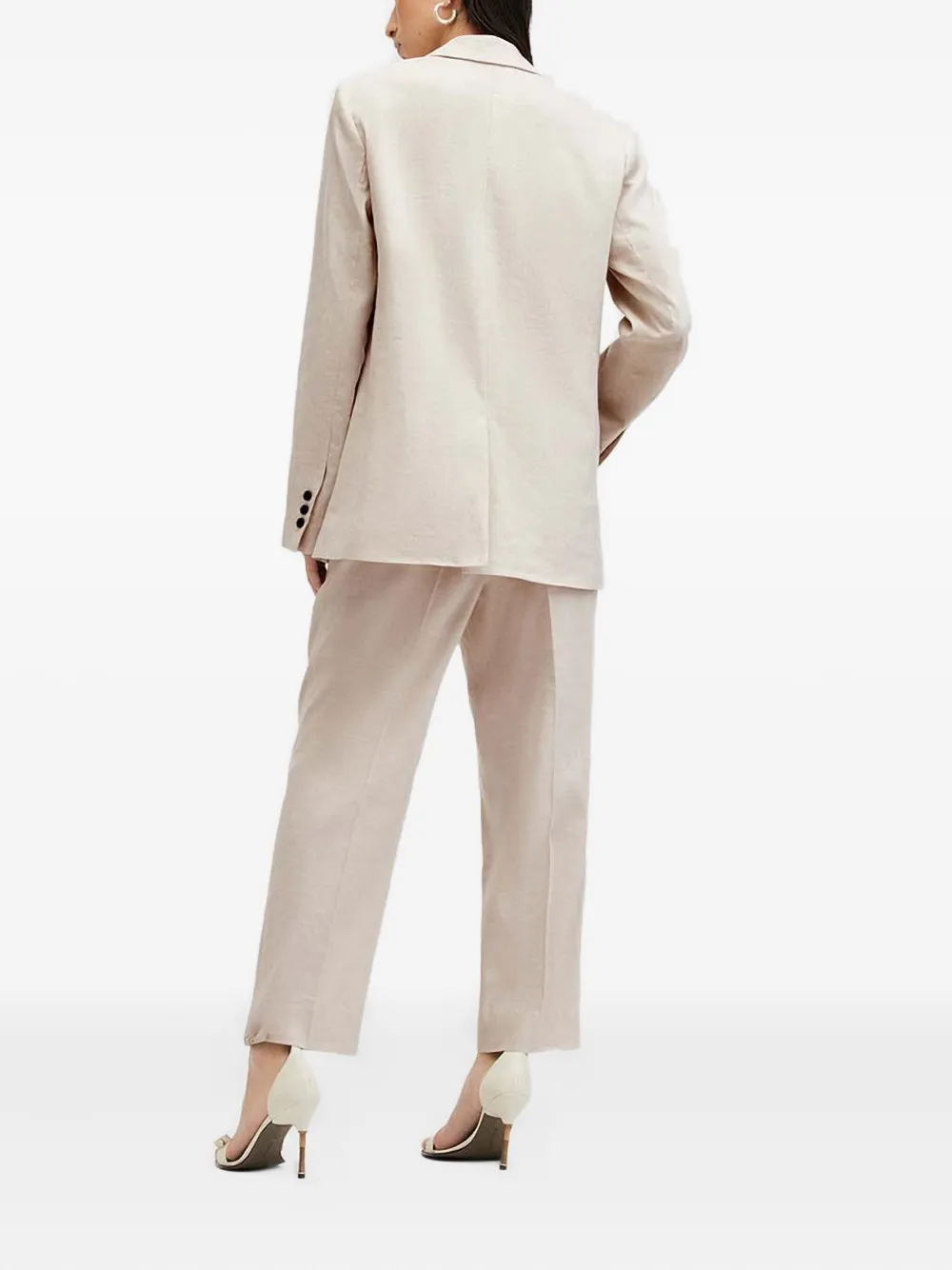 Allsaints Pleated-front Trousers In Neutral