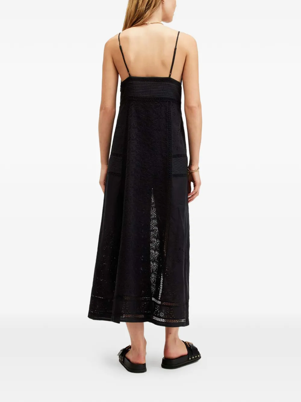Allsaints Dahlia V-neck Midi Dress In Black