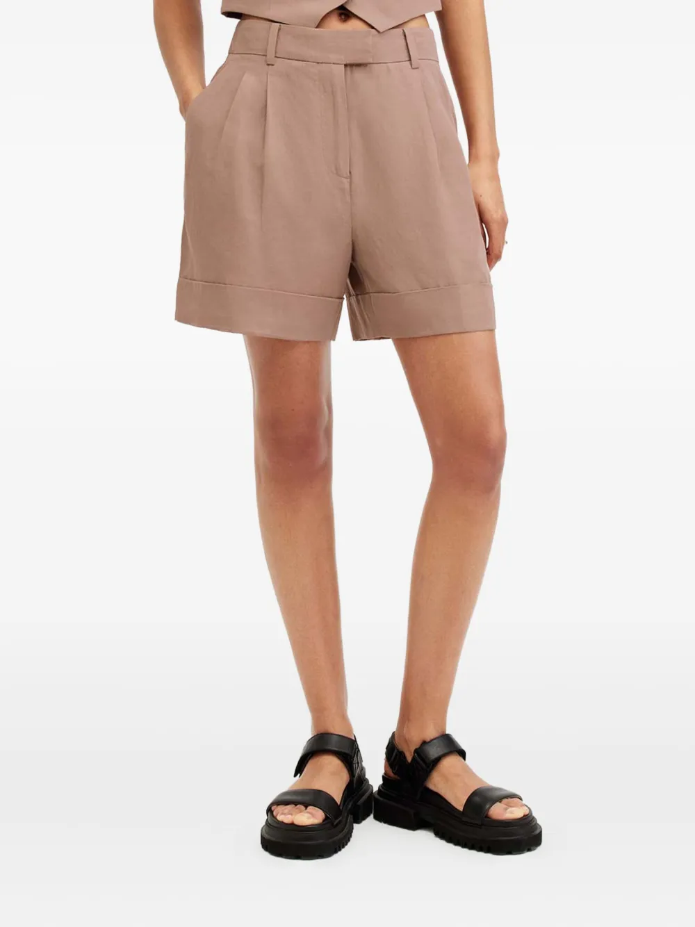 AllSaints pleated-cuffed shorts - Bruin