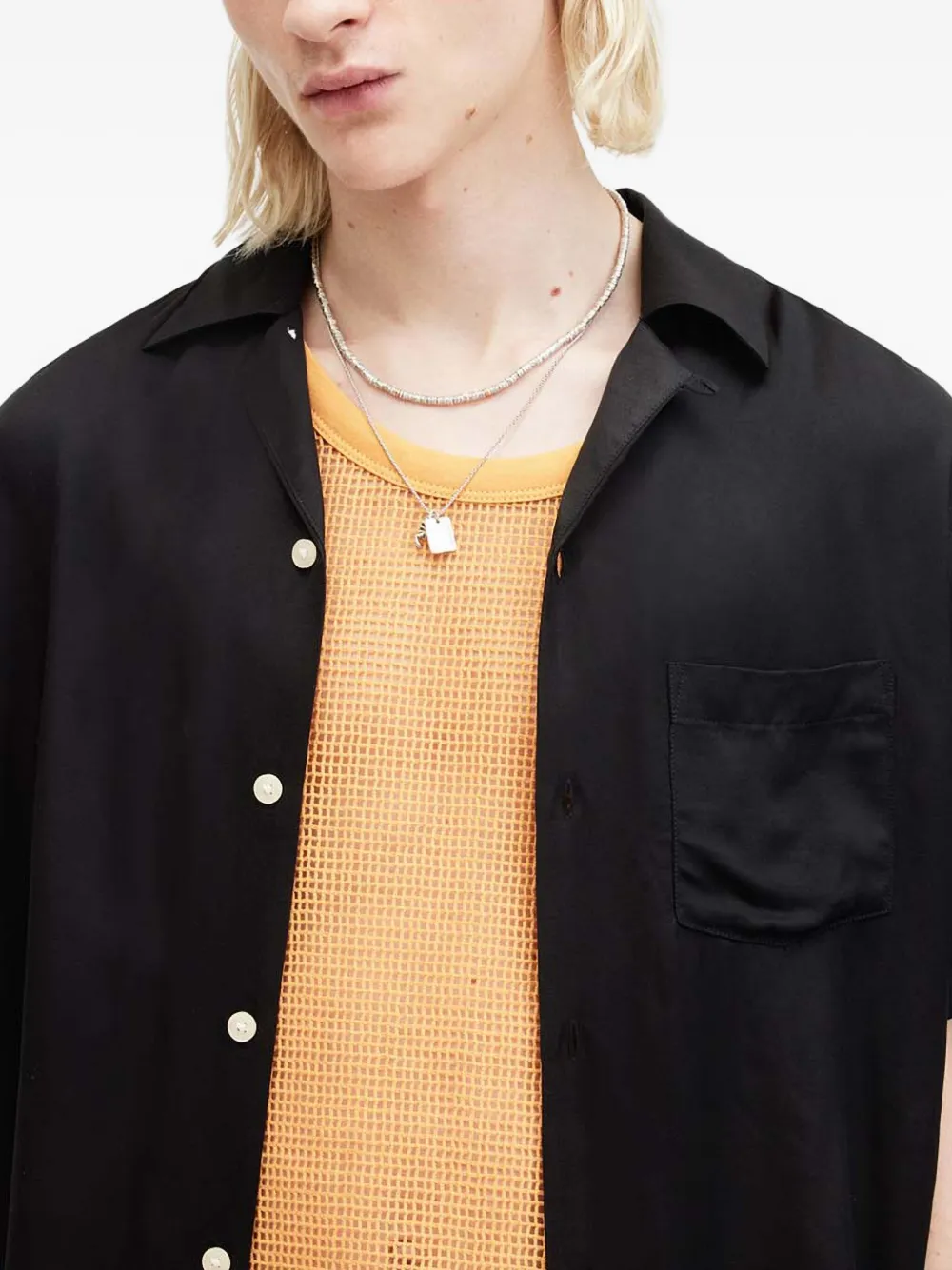 AllSaints Overhemd met geborduurd zonpatroon Zwart