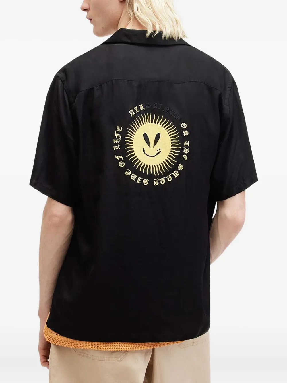 AllSaints Overhemd met geborduurd zonpatroon Zwart