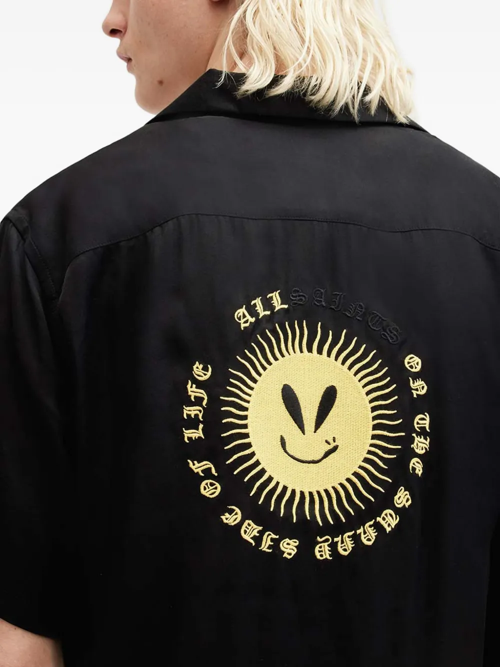 AllSaints Overhemd met geborduurd zonpatroon Zwart