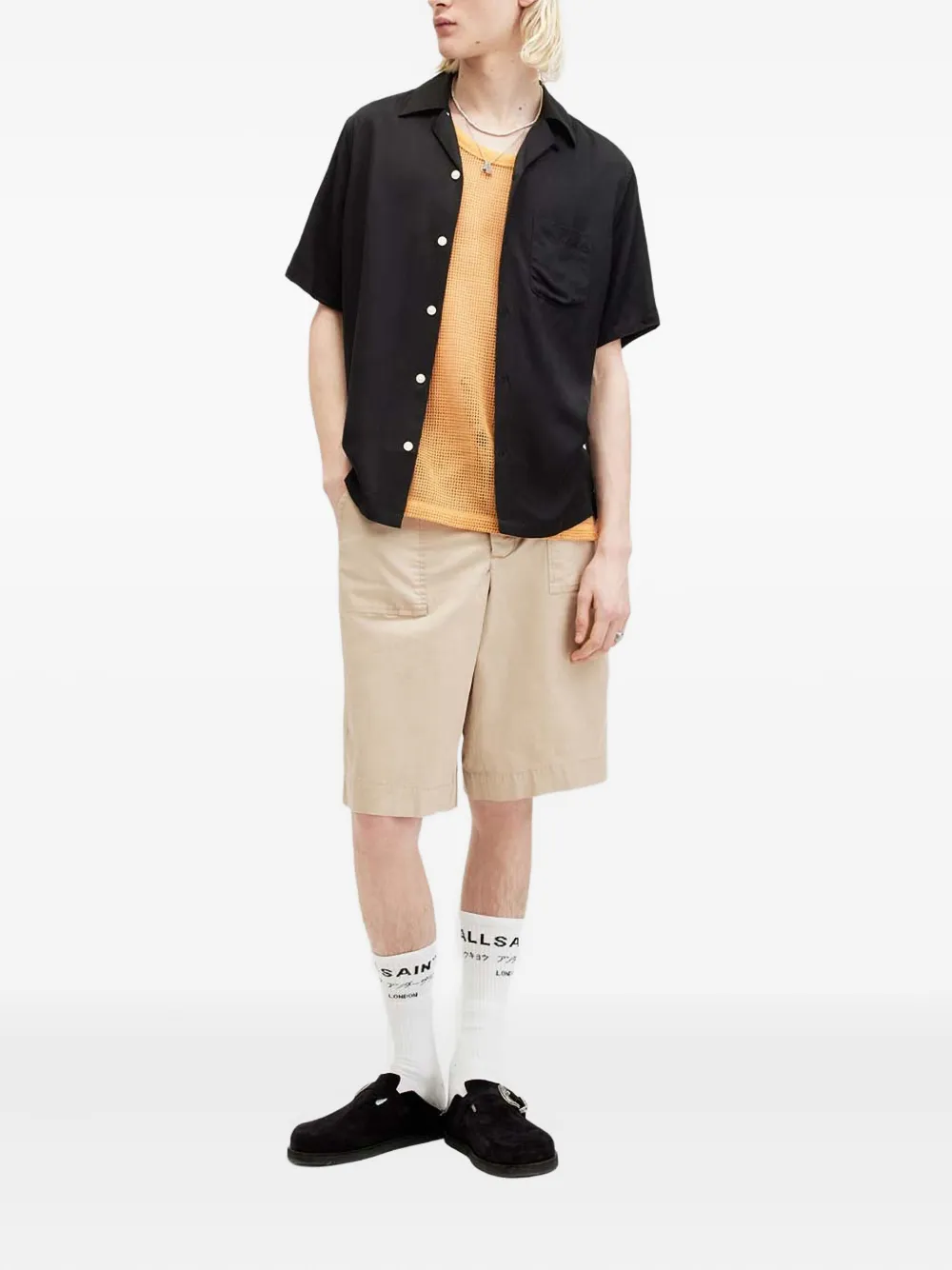 AllSaints embroidered-sun motif shirt - Zwart
