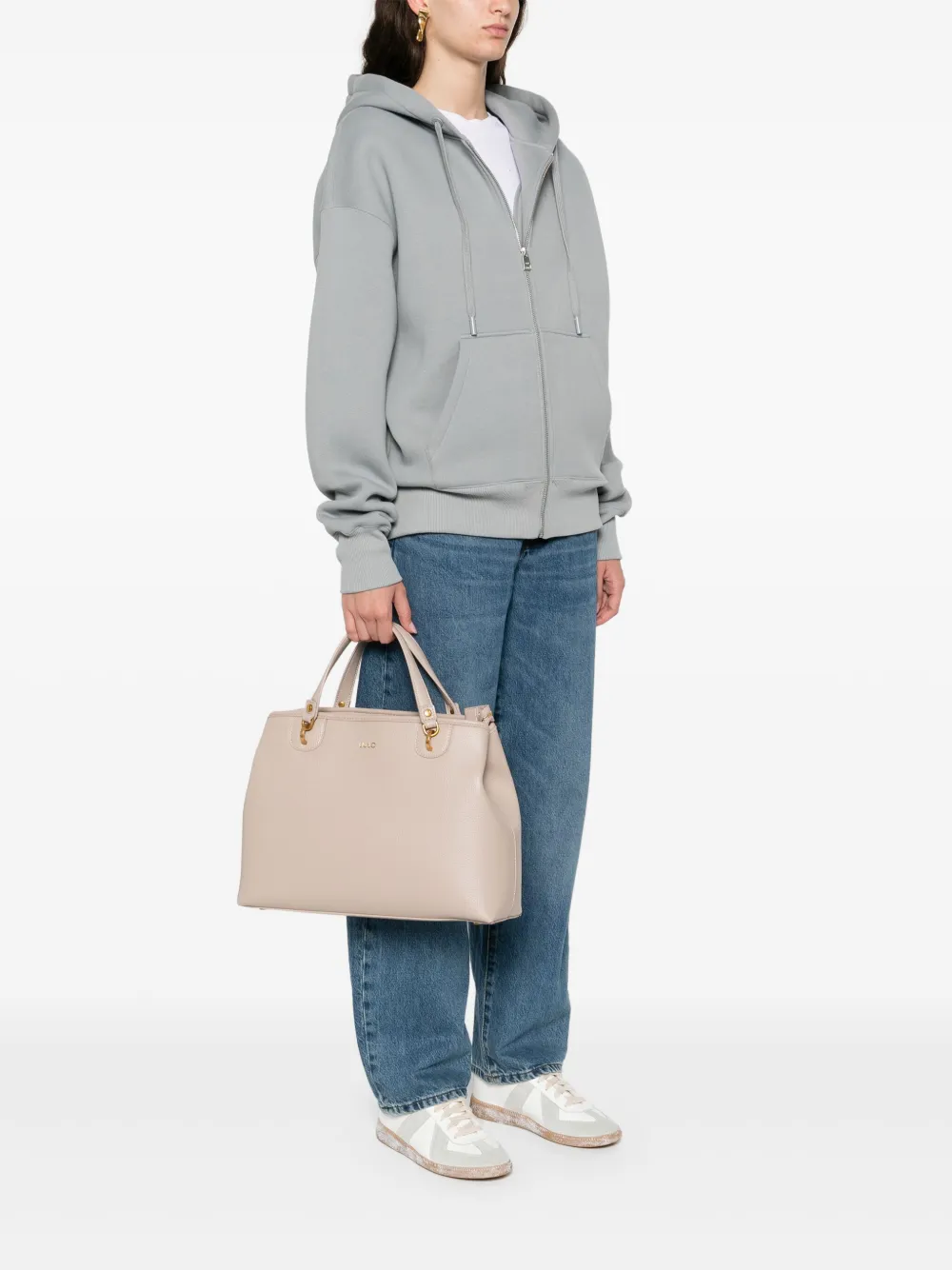 LIU JO debossed-logo tote bag - Beige
