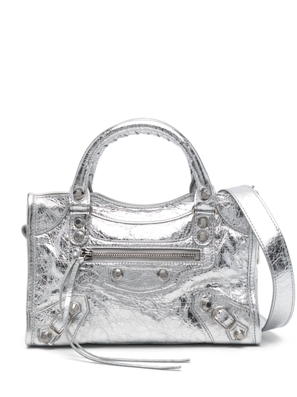 Shop Balenciaga Mini Le City Tote Bag In Silver