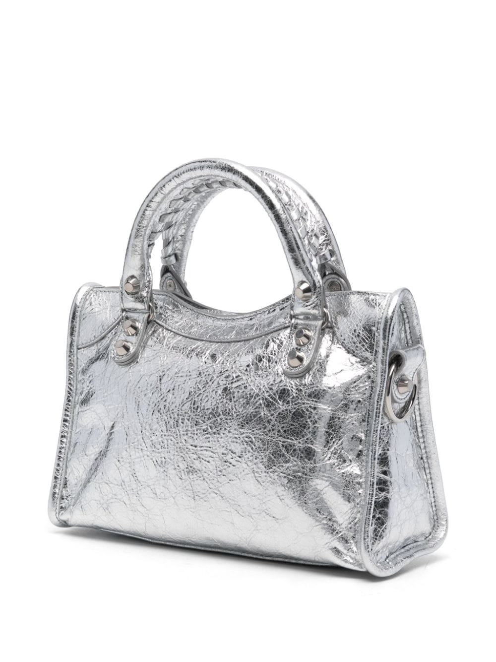 Shop Balenciaga Mini Le City Tote Bag In Silver