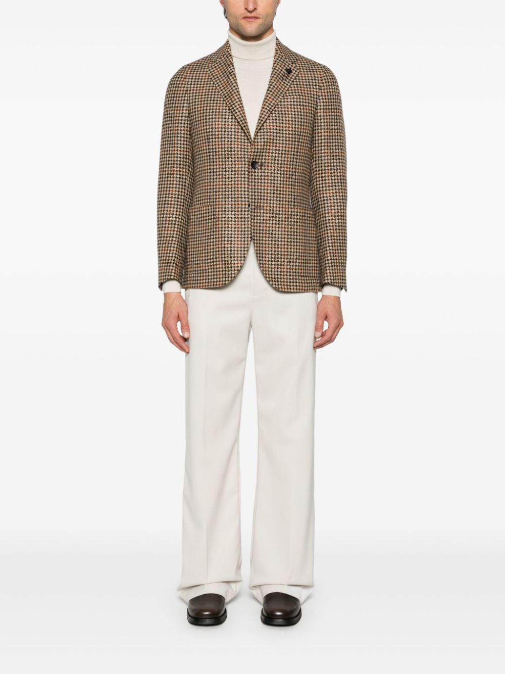 Lardini Blazer met pied-de-poule print - Beige