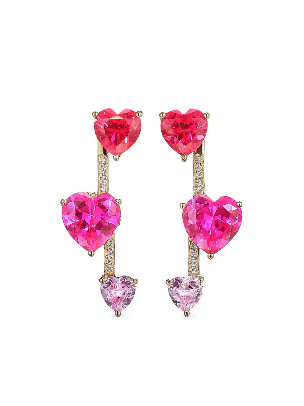 Anabela Chan 18kt gold Ruby Heart Pendulum earrings