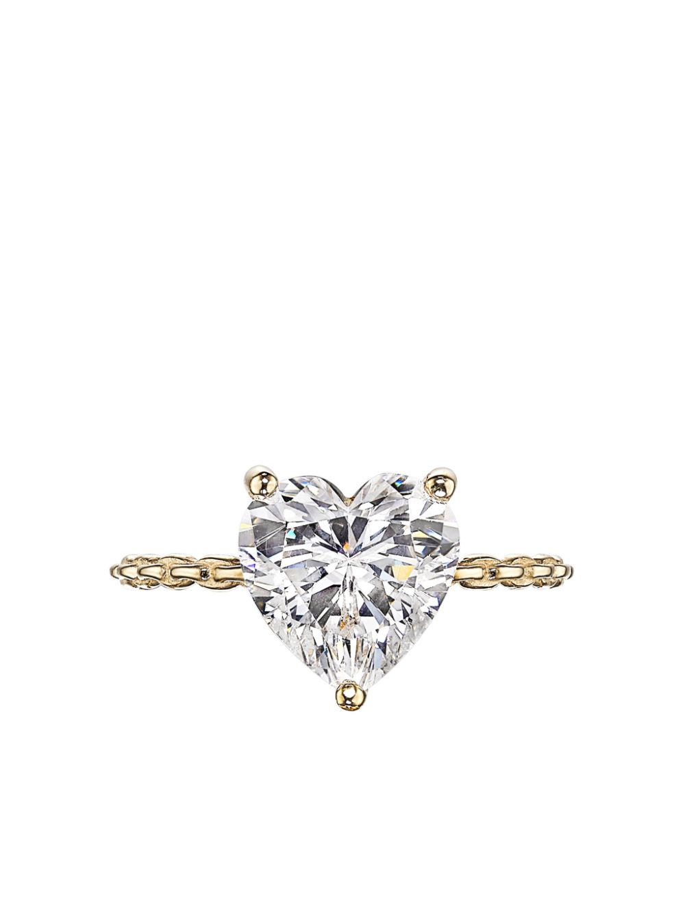 9kt yellow gold mini diamond heart ring